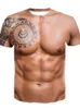 Camisetas masculinas para o homem 3D camiseta muscular tatuagem simulada tatuagem de tatuagem casual pele camiseta de peito