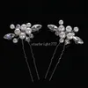 Nya Pearl Flower Hair Pins Forks Clips For Women Crystal Hairpins Bridal Wedding Bride Headpiece Brudtärna Hårtillbehör