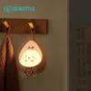 Veilleuses LED Night Light Sensor Control animal mignon lampe à induction humaine pour enfants enfants chambre USB rechargeable appliques murales en silicone P230331