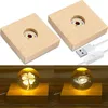 Nachtlichten houten led lampbasis acryl accessoires USB interface knop schakelaar geel licht wit licht 3d nacht lichthouder rechthoek P230331