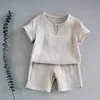 Ensembles de vêtements 12M 8 ans 2 pièces garçons filles été bébé vêtements coton et lin rétro enfants enfants costumes 230331