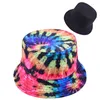 Bérets Tie Dye Double face plat haut pliable chapeau de pêcheur Protection solaire été pêche femmes bassin casquette