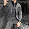 Męskie garnitury Blazers S-7xl Dark Straks Suit Casual Business dżentelmen Blazer Vest Pants Groom Sukienka ślubna Tuxedo Slim Suits 3pcs lub 2pcs Set 231101