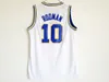 Oklahoma Savages Basketball Dennis Rodman Jerseys 10 Equipe da Universidade da Escola da High School Verde Branco Branco All costurado para fãs de esportes camisa respirável NCAA