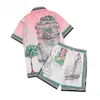 Casablanc-s 22ss diseñador camiseta para hombre conjunto Masao San estampado camisa casual para hombre y camisa corta de seda suelta para mujer camisetas de alta calidad Transporte gratuito camiseta para hombre Tamaño M - 3XL