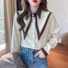 Women's Blouses Office Lady Work Shirts Blusas Red Button Up Shirt White Sharp Ruffle Turn Down Collar Blouse Women Tops Koreaanse mode