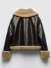女性用ジャケットファッションファーコート女性ラムウールラペルジャケット両面短い女性コート秋と冬の温かいコットンジャケットコート231101