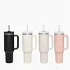 수박 달빛 텀블러 Quencher H2.0 40oz Tumblers Cups Coffee Mugs 컵 실리콘 핸들 뚜껑과 밀짚 핑크 커피 컵 물병이있는 야외 캠핑 컵