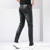 Seasons Four Zwart Grijs Jeans Heren High End Luxe Mode Veelzijdige Slim Fit Elastische Lange Broek 29-36 38