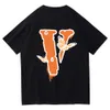 Vlone nova marca algodão lycra de tecido de tecido e mulheres camisas impressas camisetas de algodão Casual Trendência da moda clássica de manga curta para DT103