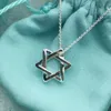 Modedesigner Tiff Ring Top T S925 Sterling Silver Women's Smooth Six Pointed Star Necklace Hexagonal Hollowed Out Pendant Light Luxury ClaVicle Chain Chain Chain