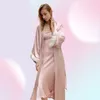 Yaoting Kimono Pink Silk Luxury Pijamas Cetim Sexy Mulher Nightgown