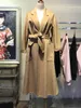 Women's Wool Blends Women Mid-length Wool Coat Water Ripples Autumn 20% Cashmere Camel Coat With Black Coat Commuting Winter Cashmere Coat 231031