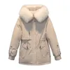 Trenchs de femmes manteaux 2023 veste d'hiver femmes long manteau vêtements doublure de laine à capuche parkas mince avec col de fourrure chaud