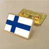 Pin de bandera de Finlandia para fiesta, 2,5x1,5 cm, insignia de medallón Rectangular dorada recubierta de Color de Pvc fundido a presión de Zinc sin resina añadida