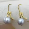 Boucles d'oreilles Bijoux Noble ÉNORME 9-10mm GRIS Perle Baroque 14K/20 OR JAUNE