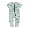 新しいファッションの新しい女の男の子ロンパープリントOネックジッパーコットン半袖幼児パジャマの幼児ジャンプスーツボディスーツ