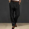Pantalones para hombres Hombres Holgados Bolsillos largos Diseño Tela transpirable Pantalones Cintura elástica Casual