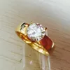 Large Zircon CZ diamond 18K gold plated 316L Stainless Steel wedding finger rings men women jewelry whole lots255f