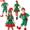 Theme Costume Christmas Cosplay Santa Claus For Children Party Set Adult Men And Women Green Dress Gift