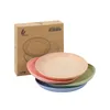 Platos de paja de trigo natural Plato Vajilla saludable Cubiertos Hogar Cocina Plato de fruta de plástico 23CM