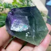 Decorative Figurines Green Feather Fluorite Natural Stone Quartz Purple Crystal Point Polyhedral Mineral Energy Healing Feng Shui Home Decor