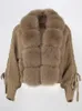Mulheres pele sintética OFTBUY inverno feminino casual gola de raposa real moda curto quente solto jaqueta de malha com casaco de carcela natural 231031
