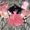Roupas de grife de luxo conjuntos de roupas infantis camiseta rosa camelo