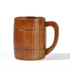 Tea Cups 320ml Jujube Beer Wooden Mug Personality Bar Living Room With Handle Ears Coffee Mugs Kitchen