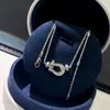 Brand Luxury Horseshoe Designer Pendant Necklaces Womens S925 Sterling Silver White Stone Bling Diamond Crystal OL Elegant Choker Necklace Jewelry