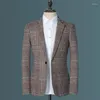 Erkek Suit S-4X Marka Giyim Yüksek Kaliteli Saf Pamuk Takım/Erkek İnce Fit Ekose İş Blazers/Erkek Günlük Takım Ceket Moda Ceket