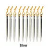 10Pcs/lot 18cm Aluminum Alloy Yard Canopy Tent Pegs Garden Stakes Ground Nail Heavy Duty With Reflective Cord Hammock Camping Tents SheltersTent Accessories