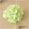 Couronnes de fleurs décoratives Fleurs décoratives 9 pièces Têtes de fleurs d'hortensia Mur artificiel en soie Faux pour la maison Fond de mariage Déco Dhyva