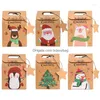 Decoraciones navideñas Decoraciones navideñas 6 piezas Caja de regalo feliz con etiqueta Bolsas de embalaje de dulces de papel Kraft Decoración navideña Noel 2023 P Dhyec