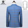 Męskie garnitury Blazers S-5xl Blazer Vest Pants Luksusowy wysokiej klasy marki Slim Formal Business Blue Bluid Suit 3cece Groom Dress Dress Party Tuxedo 231101