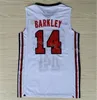 College Basketball 14 Charles Barkley High School Jersey 34 Shirt 1992 US Dream Team One Sport University Team Bleu Marine Blanc Vert Couture Respirante NCAA