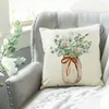 Taie d'oreiller 18X18 Ensemble de 4 décorations de printemps Eucalyptus Farmhouse Covers Throw Home Sofa Decor Coussin