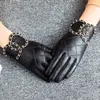 Five Fingers Gloves Genuine Sheepskin Leather Gloves For Women Touchscreen Texting Driving Motorcycle Dress Gloves 231031