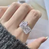 Bague en diamant taille radiant faite à la main 100% réel 925 bagues de mariage en argent sterling pour femmes bijoux de promesse de fiançailles