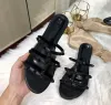 Nuove donne di lusso rivetto piatto espadrillas Valen scarpe sandali neri pantofole casual in pelle piatta infradito 35-43 V sacchetto per la polvere con scatola