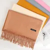 Scarves QLUKEOYY 150g Imitation Cashmere Scarf Brushed Pure Color Thick Scarf Long Scarf Winter Tassel Shawl Women 231101