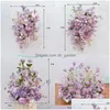Couronnes de fleurs décoratives Fleurs décoratives Décoration de mariage violet Arrangement de rangée de fleurs de roses artificielles Scène de simulation T Stag Dh7Lm