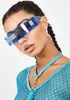Solglasögon Super Large Futuristic Oversize Shield Visor Flat Top Mirrored Mono Lens Fashion Lady FML