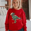 Hoodies للرجال Sweatshirts جديدة لعيد الميلاد من النوع الثقيل للملابس للأطفال ديناصور طباعة الفتيات الأولاد الأطفال قمم أزياء الرسوم المتحركة طويلة الأكمام 2022 L231101