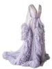 Robe de bal longue en tulle à volants pour femmes enceintes, illusion, manches longues, sexy, ligne a, pour occasions spéciales, peignoir de maternité, robes de soirée, séance photo