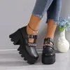 Elbise Ayakkabı Sonbahar Kadınlar Mary Jane Ayakkabı Yuvarlak Toe Thunky Topuk Platformu Kadınlar İçin Tek Ayakkabı Artı Boyut Zinciri Lolita Topuklu Ayakkabı 231031