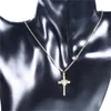 Pendentif Colliers Mode Simple Croix Collier Or Couleur Cristal Jésus Pour Hommes Femmes Couple Bijoux Cadeau En Gros