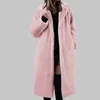 Vestes Femmes Femmes Hiver Chaud Revers Faux Fuzzy Manteau Veste Pardessus Vison Polaire Épissé Mi Longueur Costume Col Manteaux Pour Femmes 2x