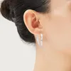 Hoop oorbellen Real 925 Sterling Silver Earring Asymmetrisch hart voor vrouwelijke sieraden Pendientes Bijoux