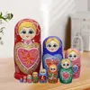 Dolls 10 Pieces Wooden Russian Nesting Doll Wood Stacking Toy Matryoshka Collectible Traditional Nesting Doll for Home Decoration Room 231031